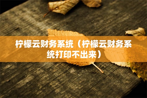 柠檬云财务系统（柠檬云财务系统打印不出来）